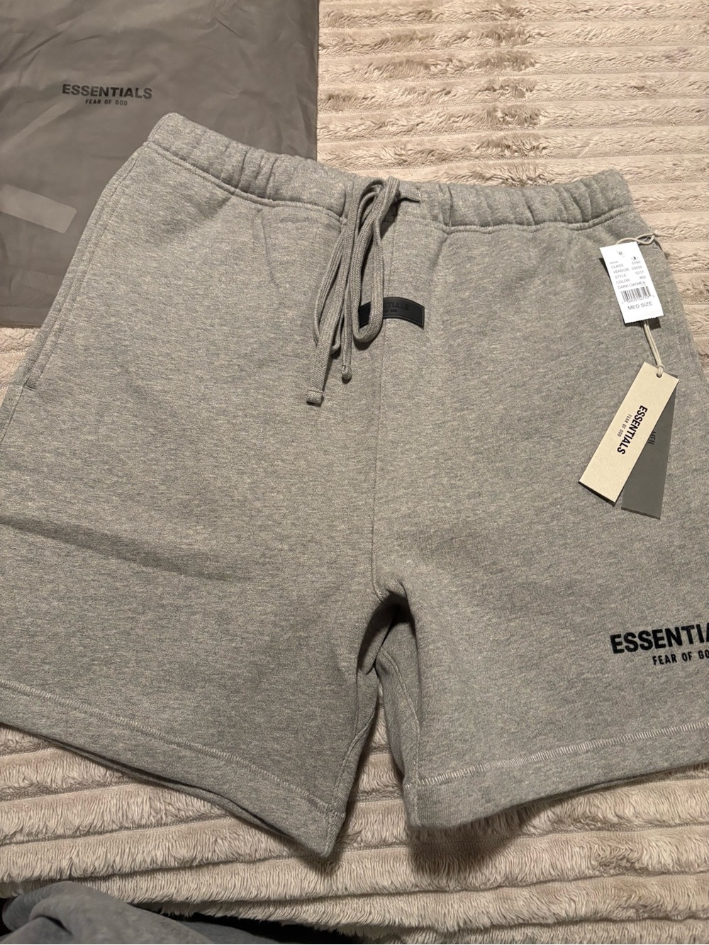 Fear of God ESSENTIALS Grey Cotton Drawstring Athletic Shorts-  BNWT POT-2/22